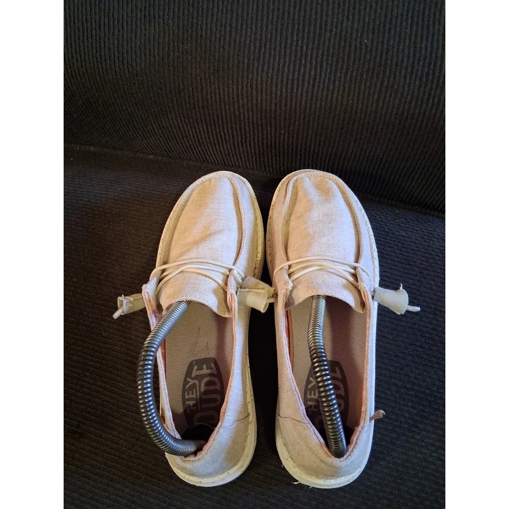 Hey Dude Wendy Chambray White‎ Nut Womens Size 7 Regular Flats Shoes